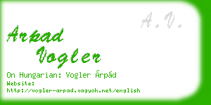 arpad vogler business card